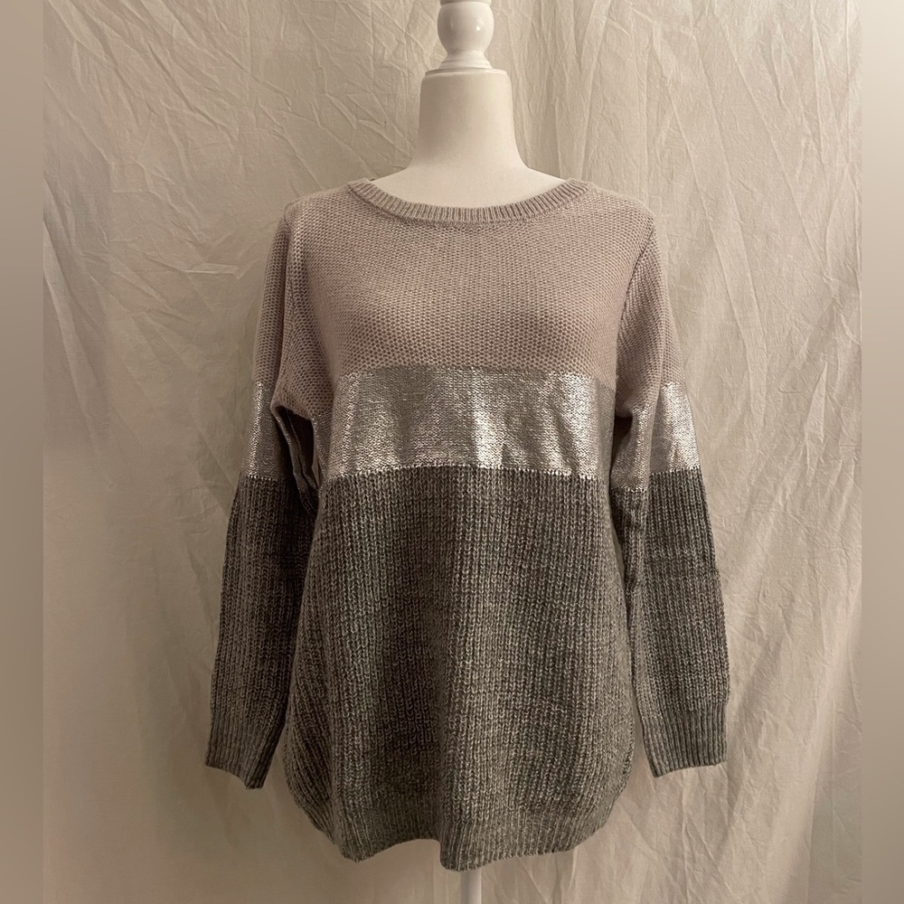 Venus Sweater Grey and Silver Metallic Size M